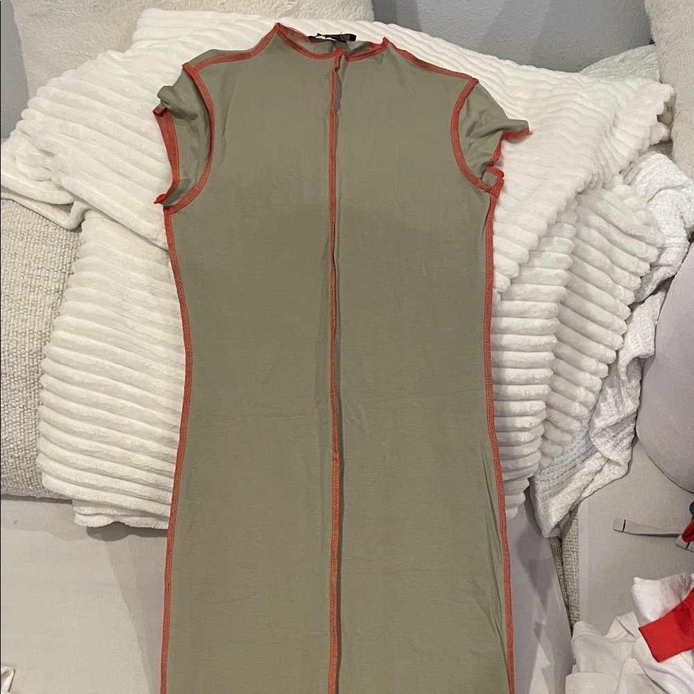 Forever 21 Olive Dress with Red Accents